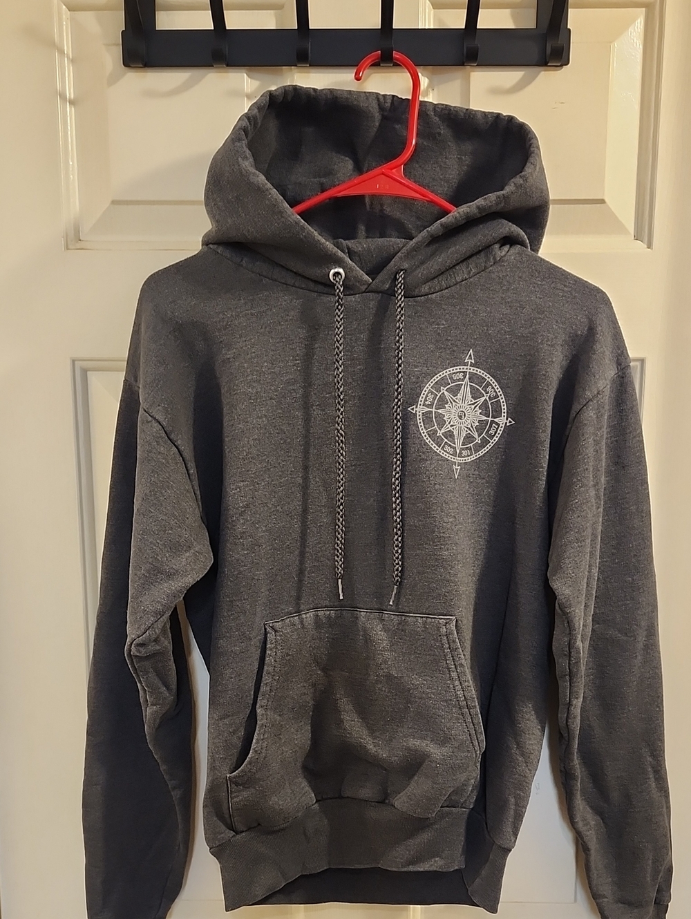 Hanes Gray Pullover Hoodie with Compass Chest Graphic